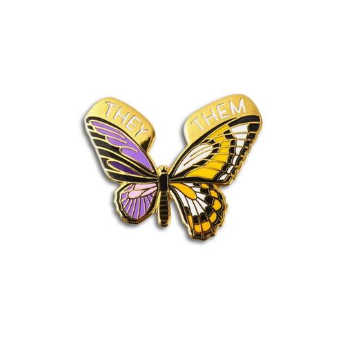 Enamel Pin: Non-Binary Butterfly