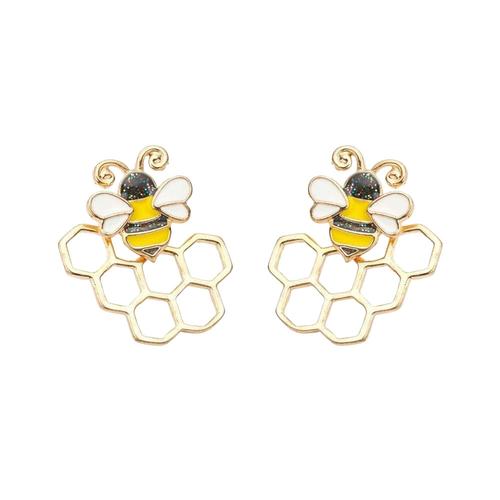 Front-Back Earrings: Bumble Bee & Hive
