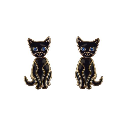 Front-Back Earrings: Cat (Black)