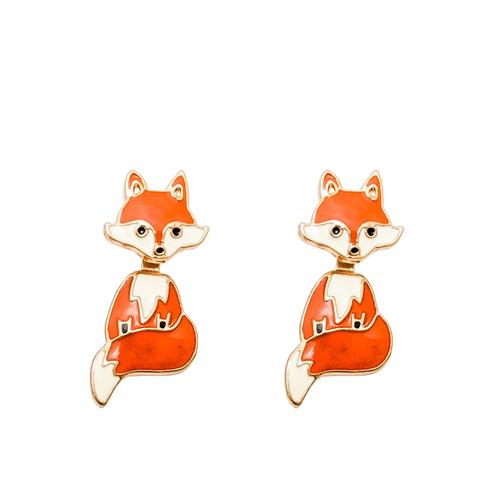 Front-Back Earrings: Sitting Fox (Orange)