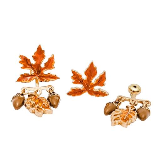 Front-Back Earrings: Maple Leaf (Orange)