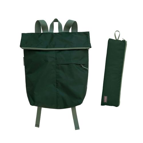 Fold-Up Recycled Backpack: Forest Green