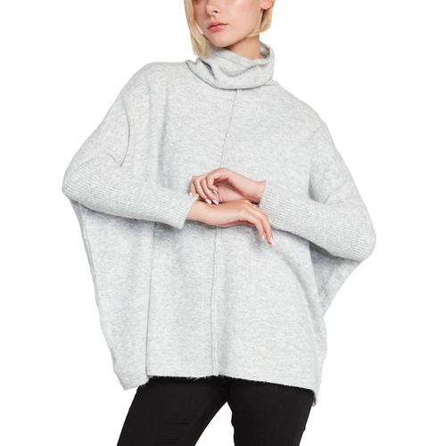 Seam Turtleneck Soft Sweater: Gray