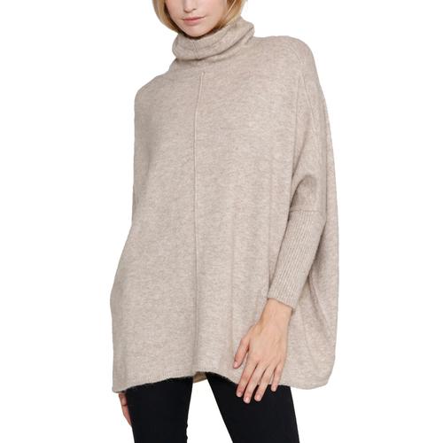 Seam Turtleneck Soft Sweater: Taupe