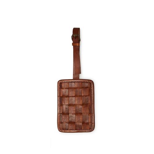 Chestnut Woven Luggage Tag: Large Weave