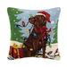  Hooked Throw Pillow : Holiday Chocolate Labrador