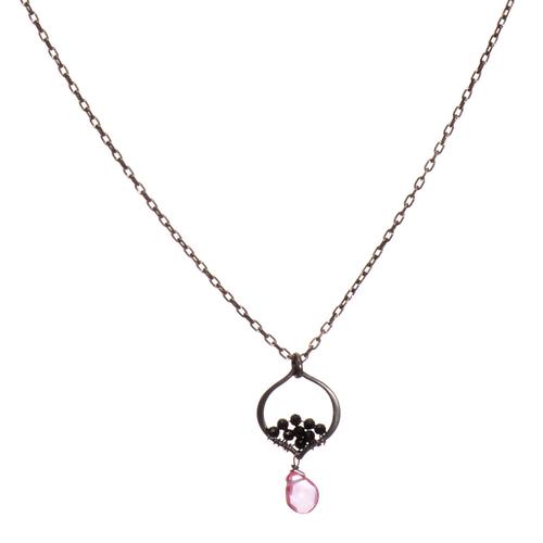 Arabesque Necklace: Pink Quartz/Black Spinel