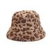  Soft Spot Leopard Print Faux Fur Bucket Hat