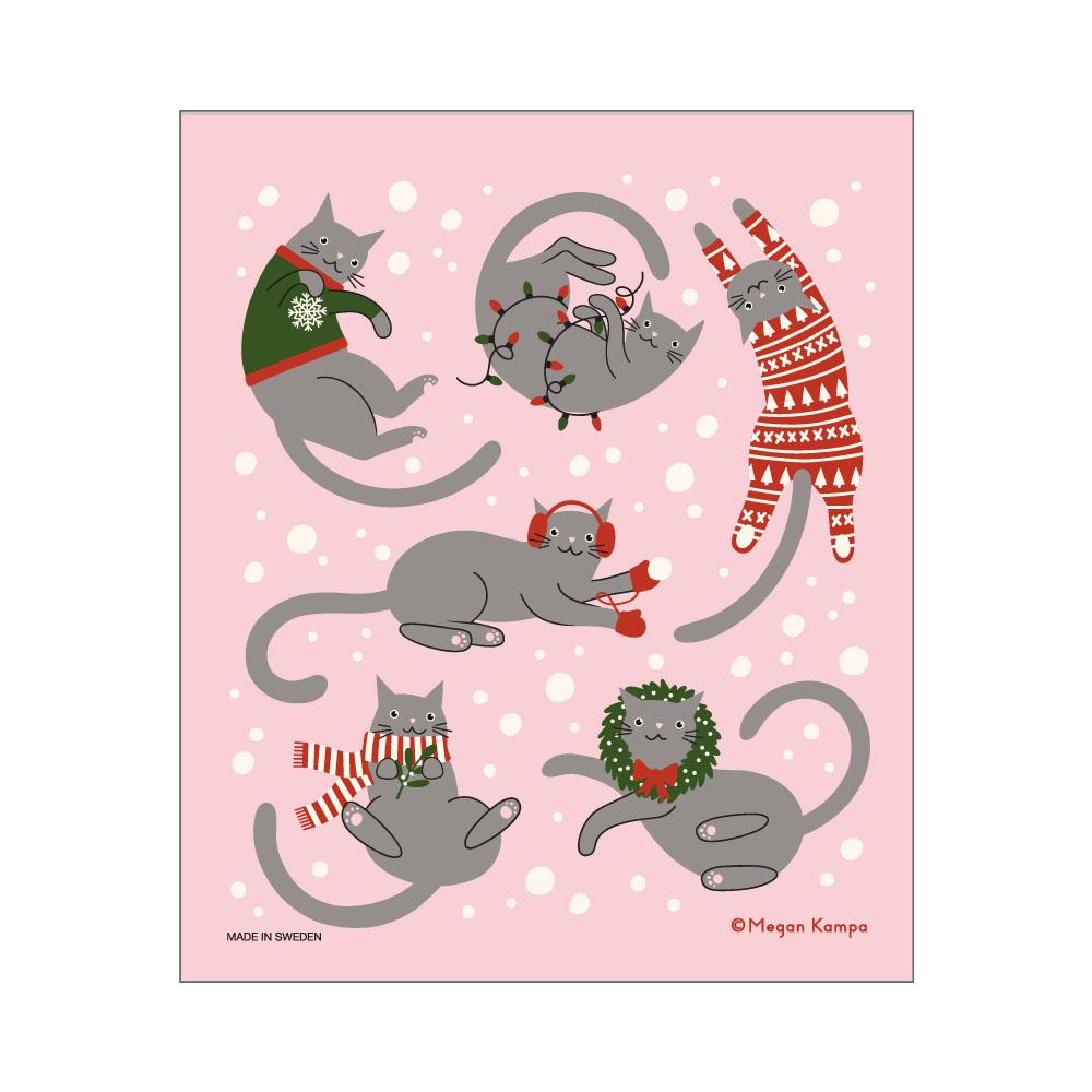  Swedish Dish Towel : Christmas Cats