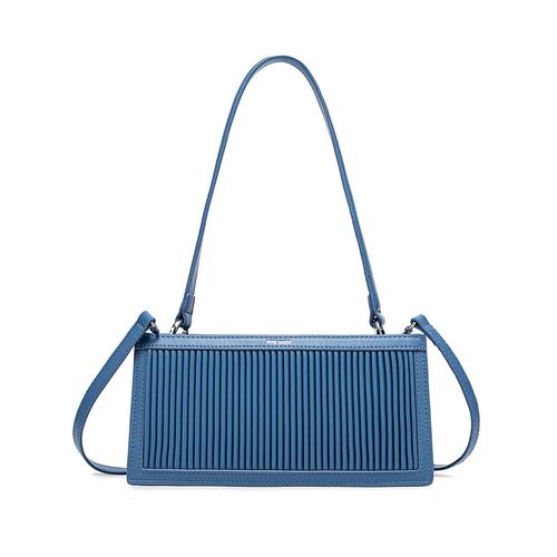 Abigail Clutch: Muted Blue Pleated