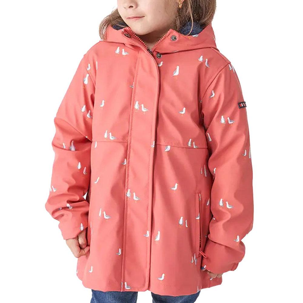  Toddler Printed Raincoat W/Fleece Lining : Seagulls/Flame Red