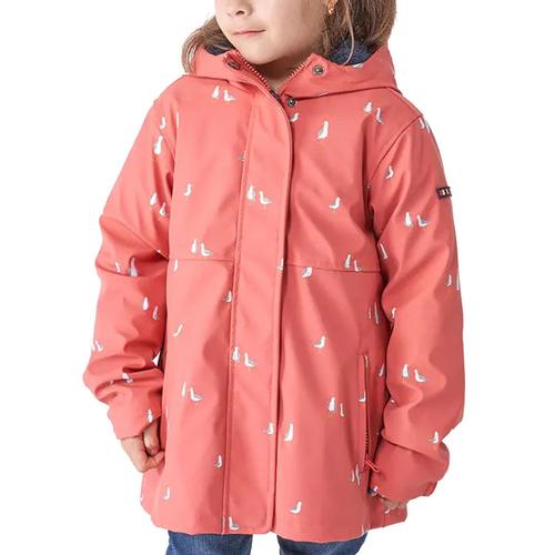 Toddler Printed Raincoat w/ Fleece Lining: Seagulls/Flame Red