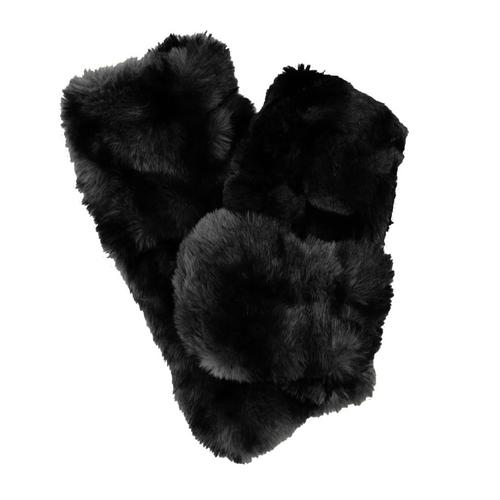Faux Fur Fingerless Gloves: Onyx/Black