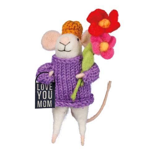 Box Sign Mouse Ornament: Love You Mom