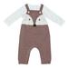  Fox Jacquard Knit Baby Overall Set : Cafe Latte