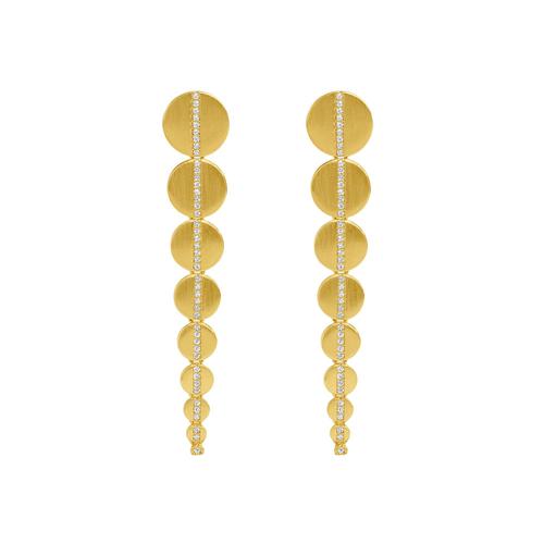 Petit Pavé Statement Drop Earrings: Gold/White Topaz