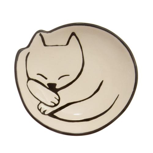 Sleeping Animal Sculpted Dish: Cat