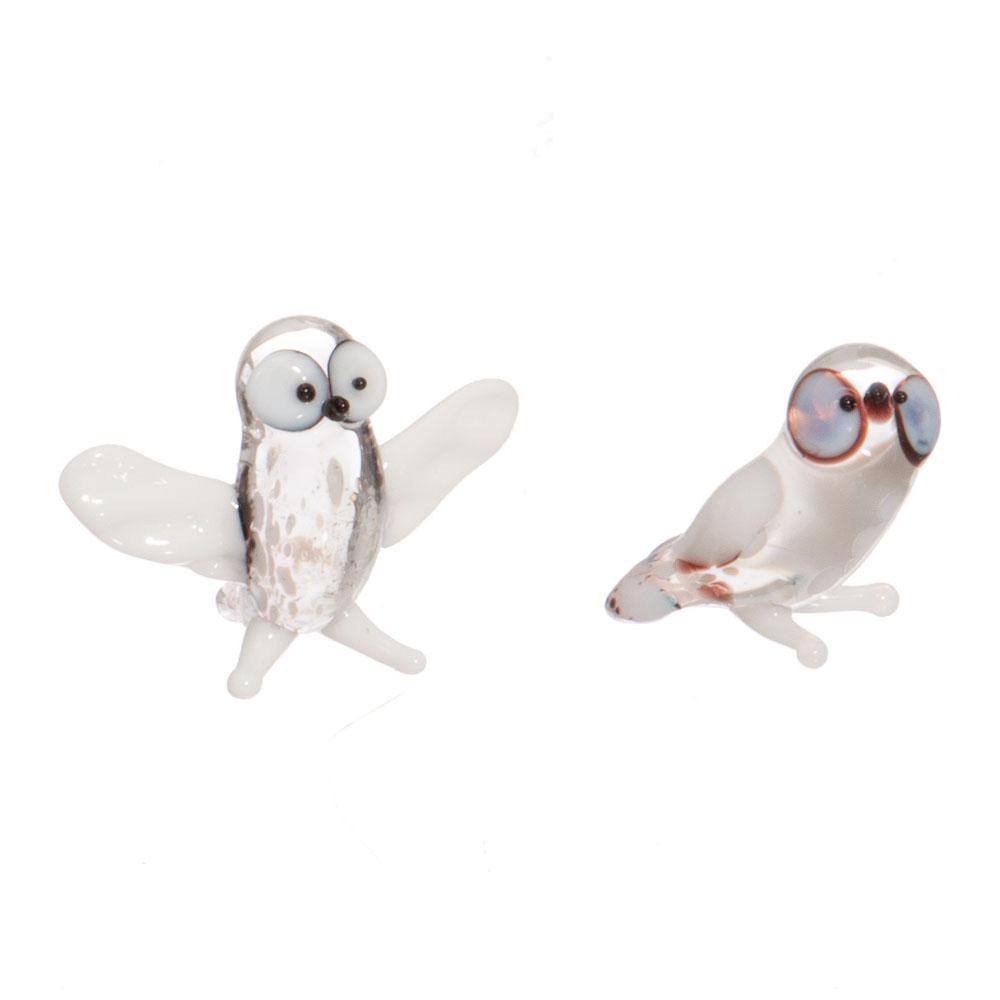  Small Glass Miniature Snowy Owl