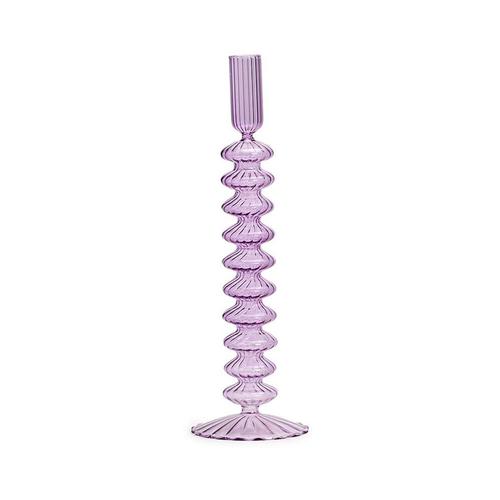 Hand-Blown Glass Tapered Candlestick: Lavender