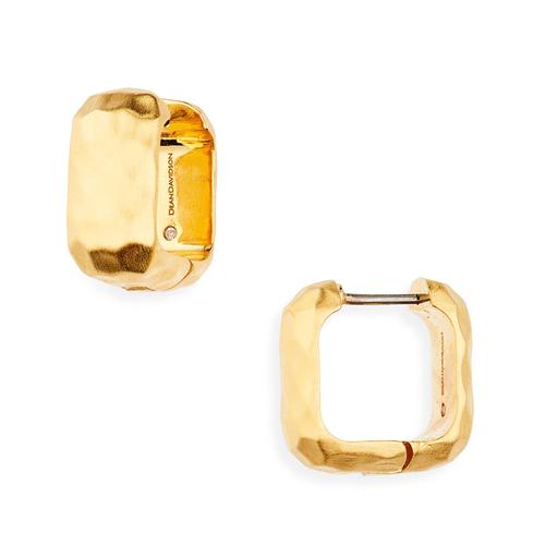 Nomad Square Huggie Hoop Earrings: Gold