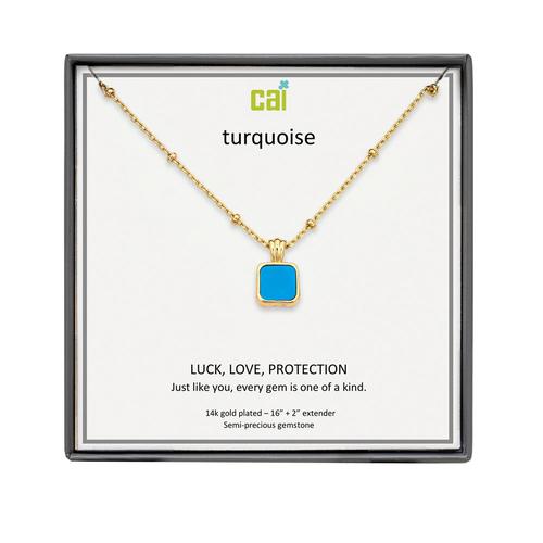 Classic Gem Necklace: Turquoise/Gold