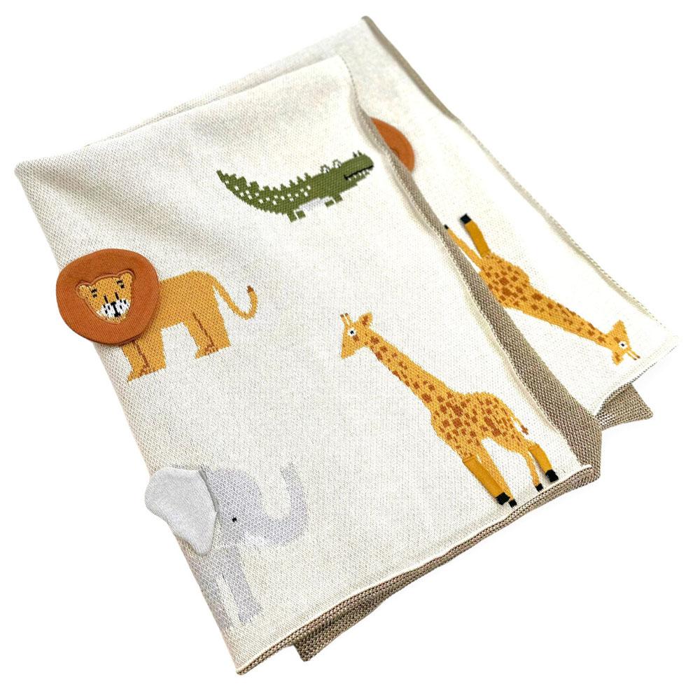  3d Jacquard Sweater Knit Baby Blanket : Savannah Safari