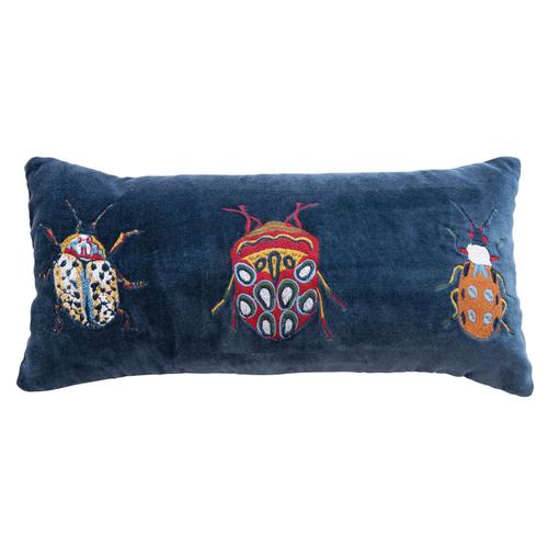 Embroidered Lumbar Pillow: Beetles