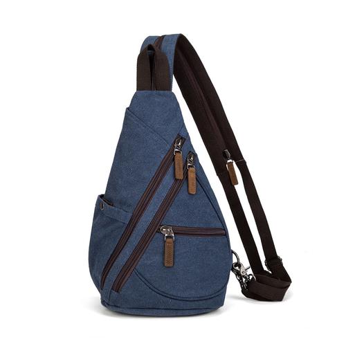 Multifunctional Canvas Sling Bag: Blue