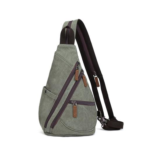 Multifunctional Canvas Sling Bag: Green