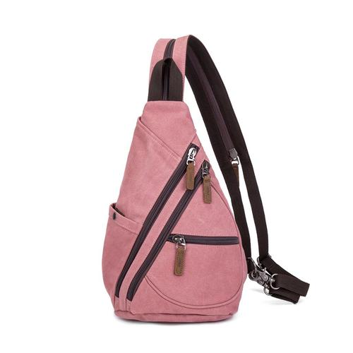 Multifunctional Canvas Sling Bag: Pink