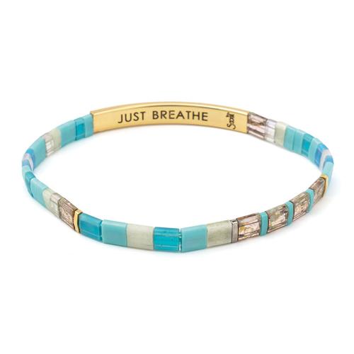 Good Karma Miyuki Bracelet: Just Breathe (Tonal Turquoise/Gold)