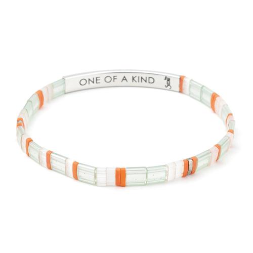 Good Karma Miyuki Bracelet: One Of A Kind (Mist/Salmon/Silver)