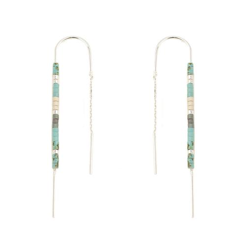 Chromacolor Miyuki Thread Earring: Turquoise Multi/Silver