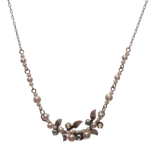 Floral Spray Necklace: White