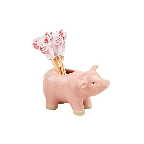 Farm Animal Toothpick Caddy Set: Pig