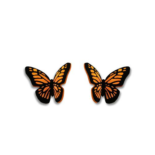 Small Folded Monarch Butterfly Stud Earrings