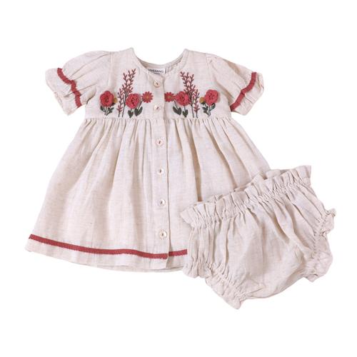 Victoria Embroidered Floral Baby Dress Set