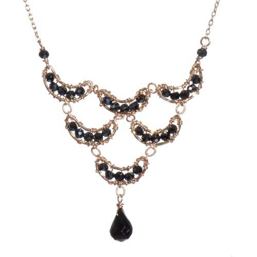 Crescent Cascade Necklace: Black Spinel