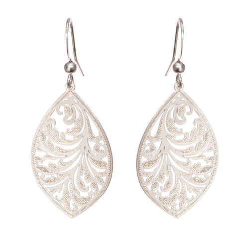 Peacock Earrings: Silver