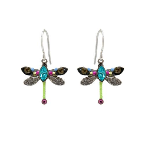 Multi Color Dragonfly Mosaic Earrings