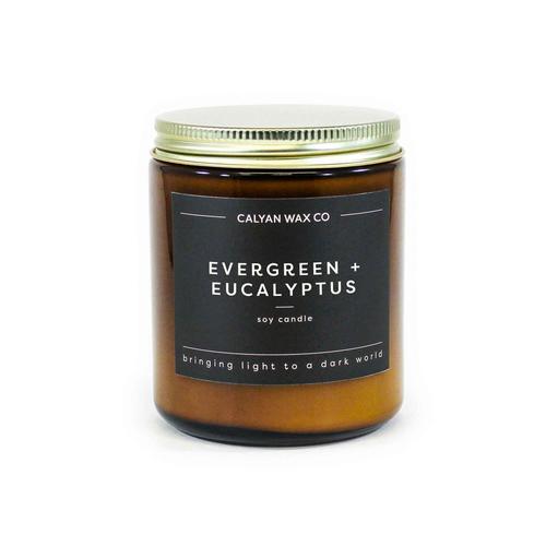Amber Jar Candle: Evergreen + Eucalyptus