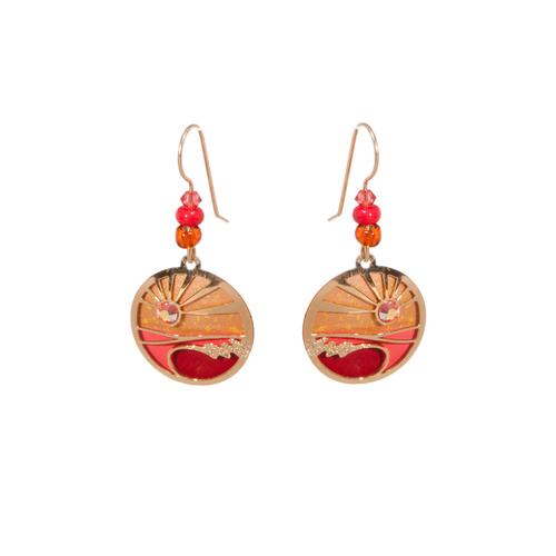 Sunset Waves Earrings: Coral