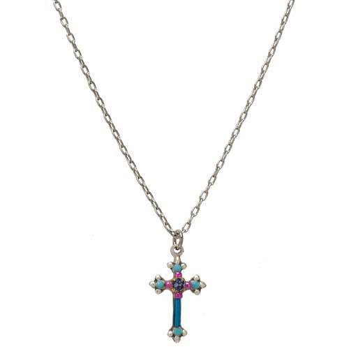  Small Mosaic Cross Necklace : Turquoise