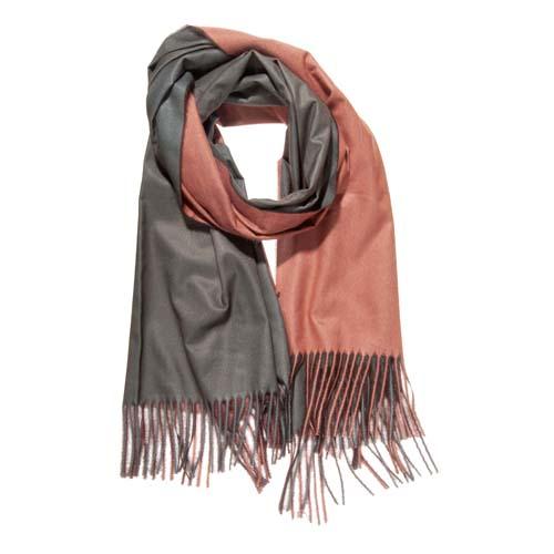Reversible Cashmere Scarf: Charcoal/Pink