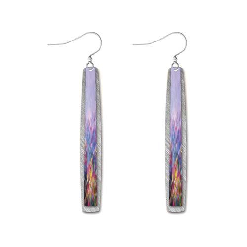 Giclée Earrings: Long Steel Lavender