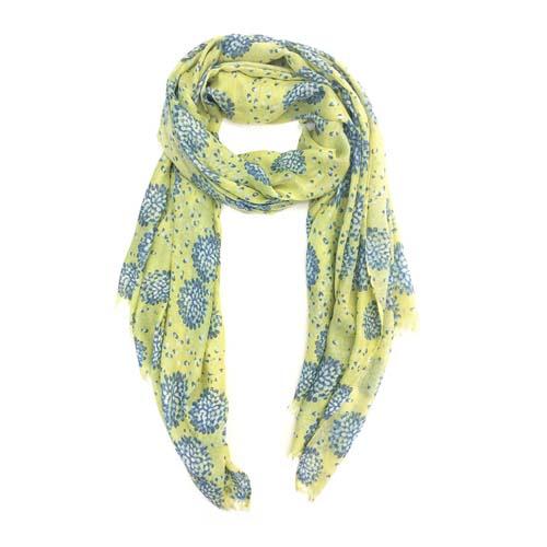 Blue Blossom Floral Scarf: Yellow