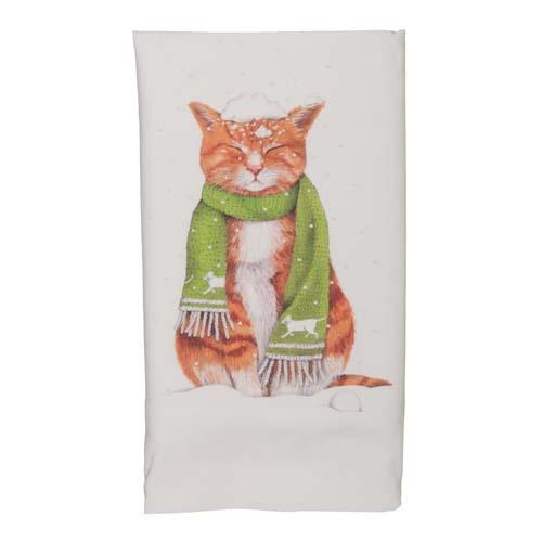 Flour Sack Towel: Cat in Snow