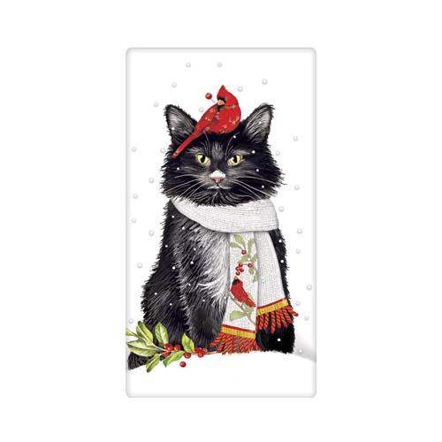 Flour Sack Towel: Cat Cardinal Scarf