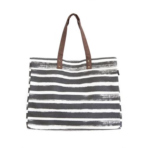 Carryall Tote: Charcoal Stripes