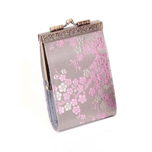 Cherry Blossom RFID-Block Card Case: Gray/Pin